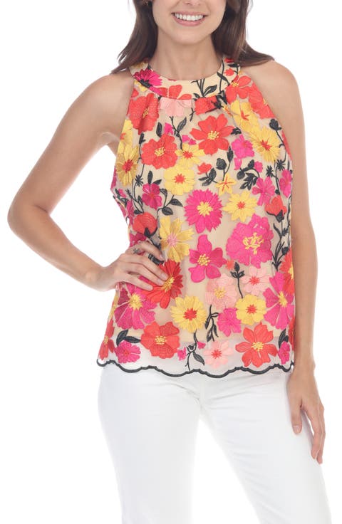 FLORAL EMB HALTER