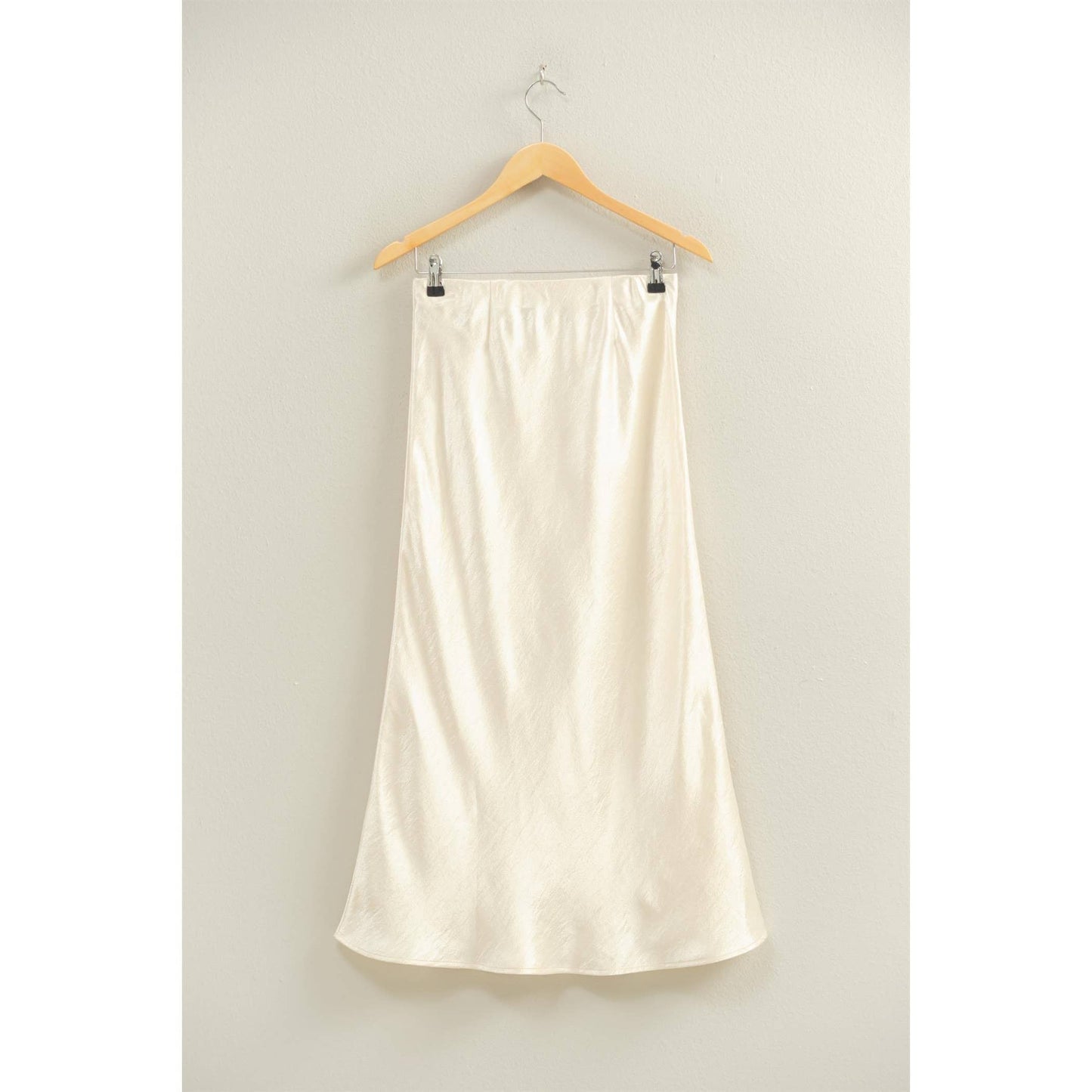 CREAM SATIN MIDI SKIRT