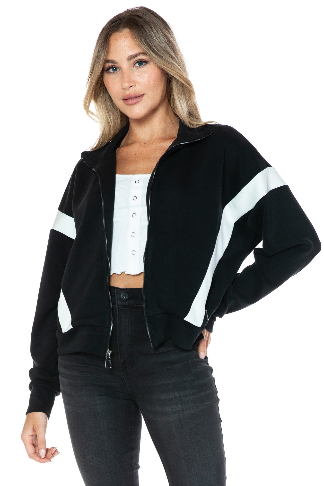 BLK CLR BLOK ZIP JKT