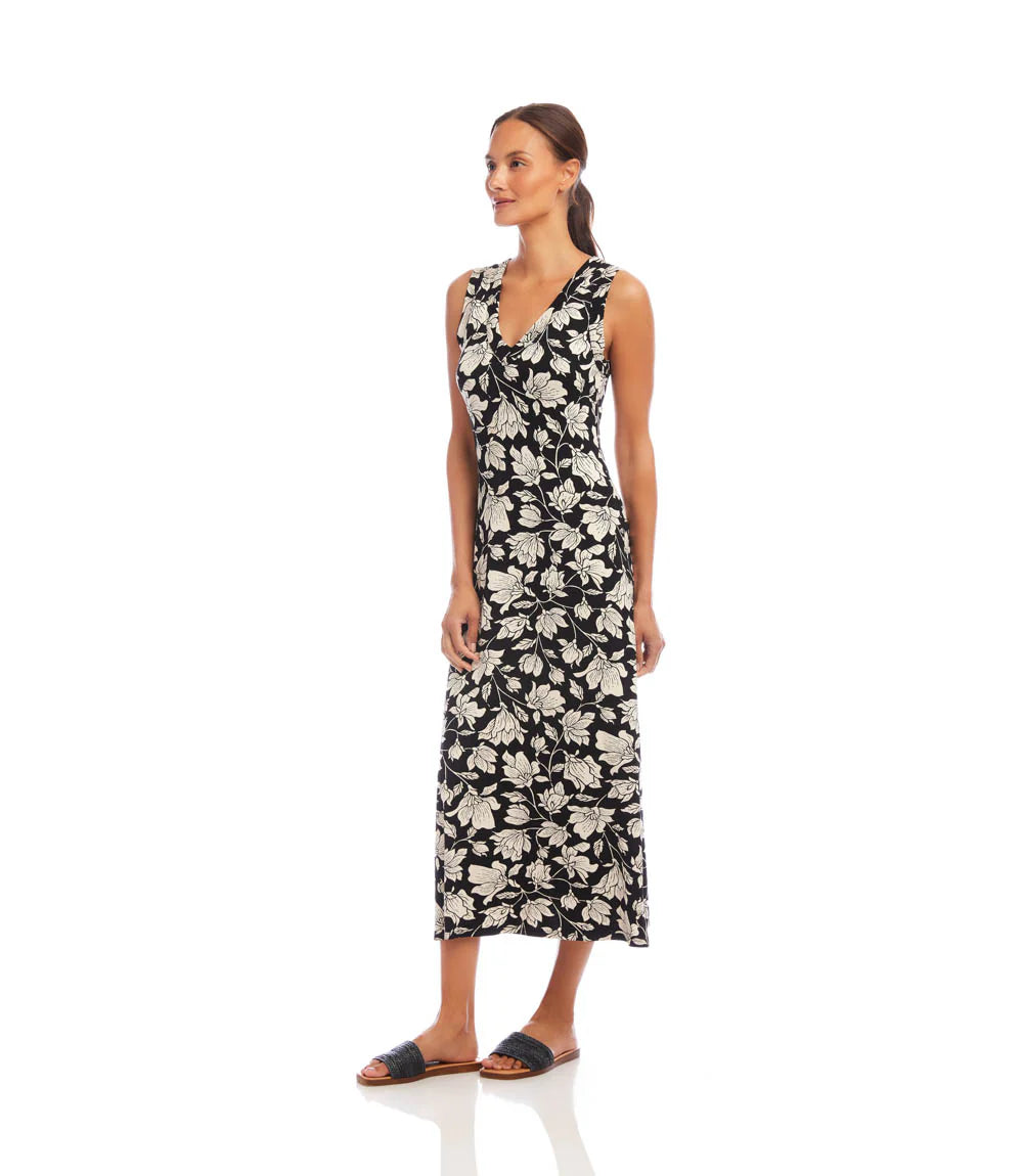 FLOWER PRNT MIDI DRESS