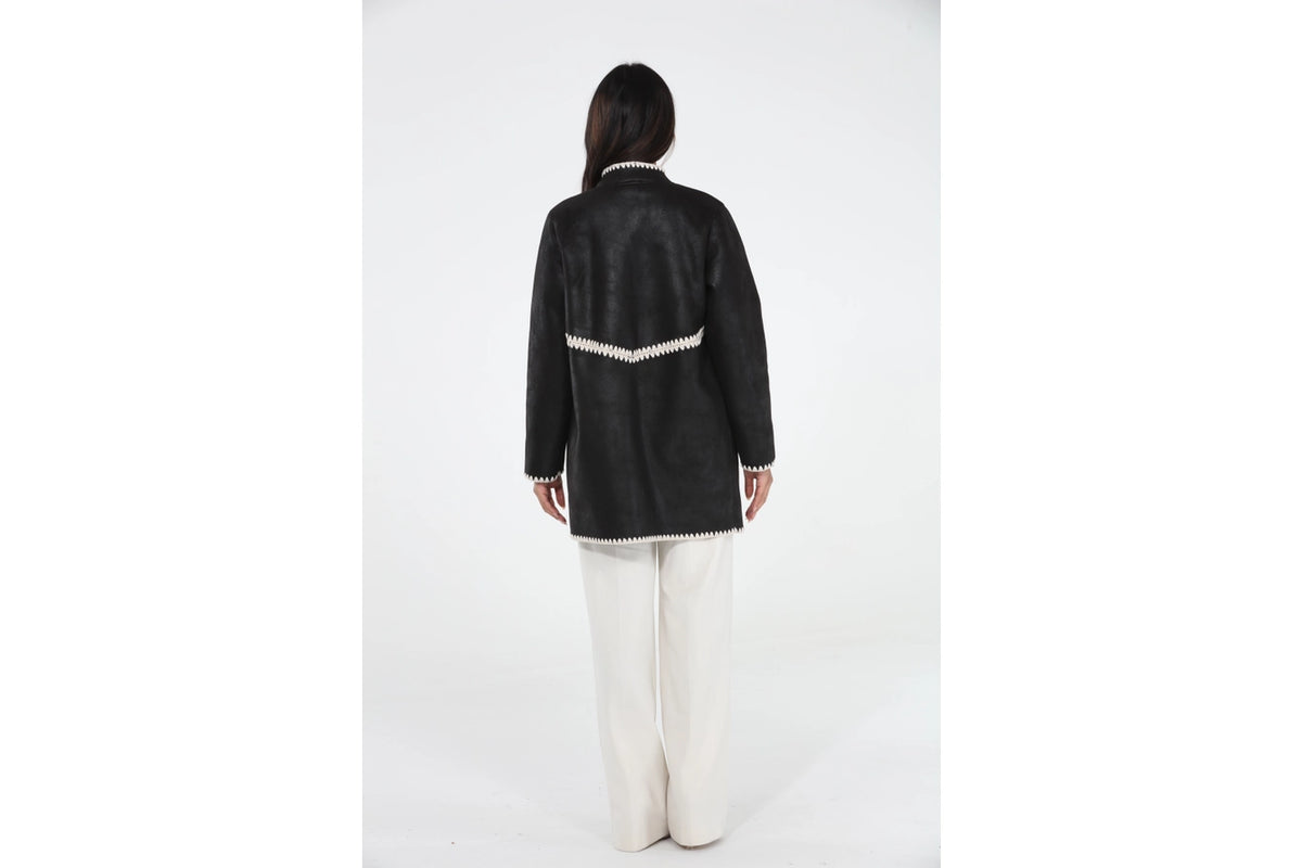 BLK WHP STCH COAT