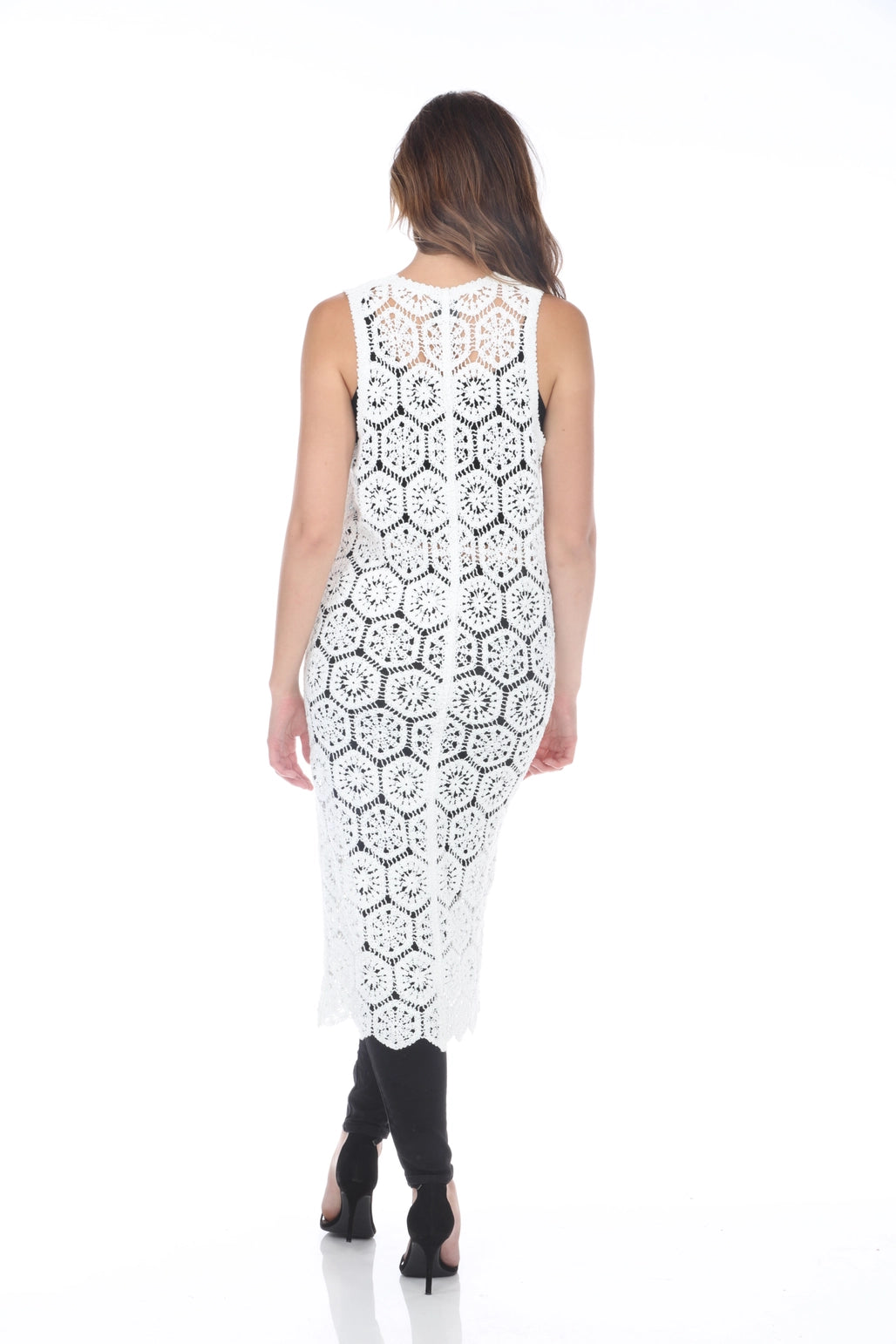 WHITE CROCHET LNG VEST