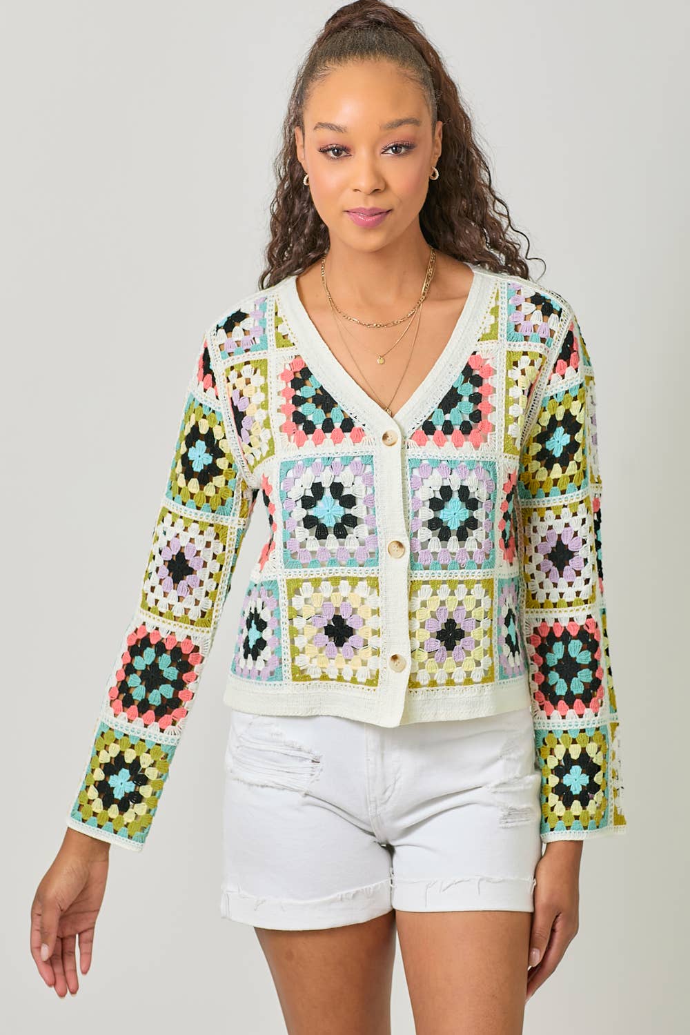 PASTEL CROCHET CARDI