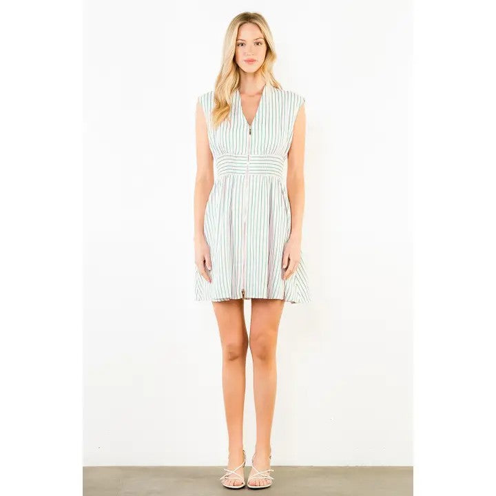 PINK/GRN STRIPE DRESS