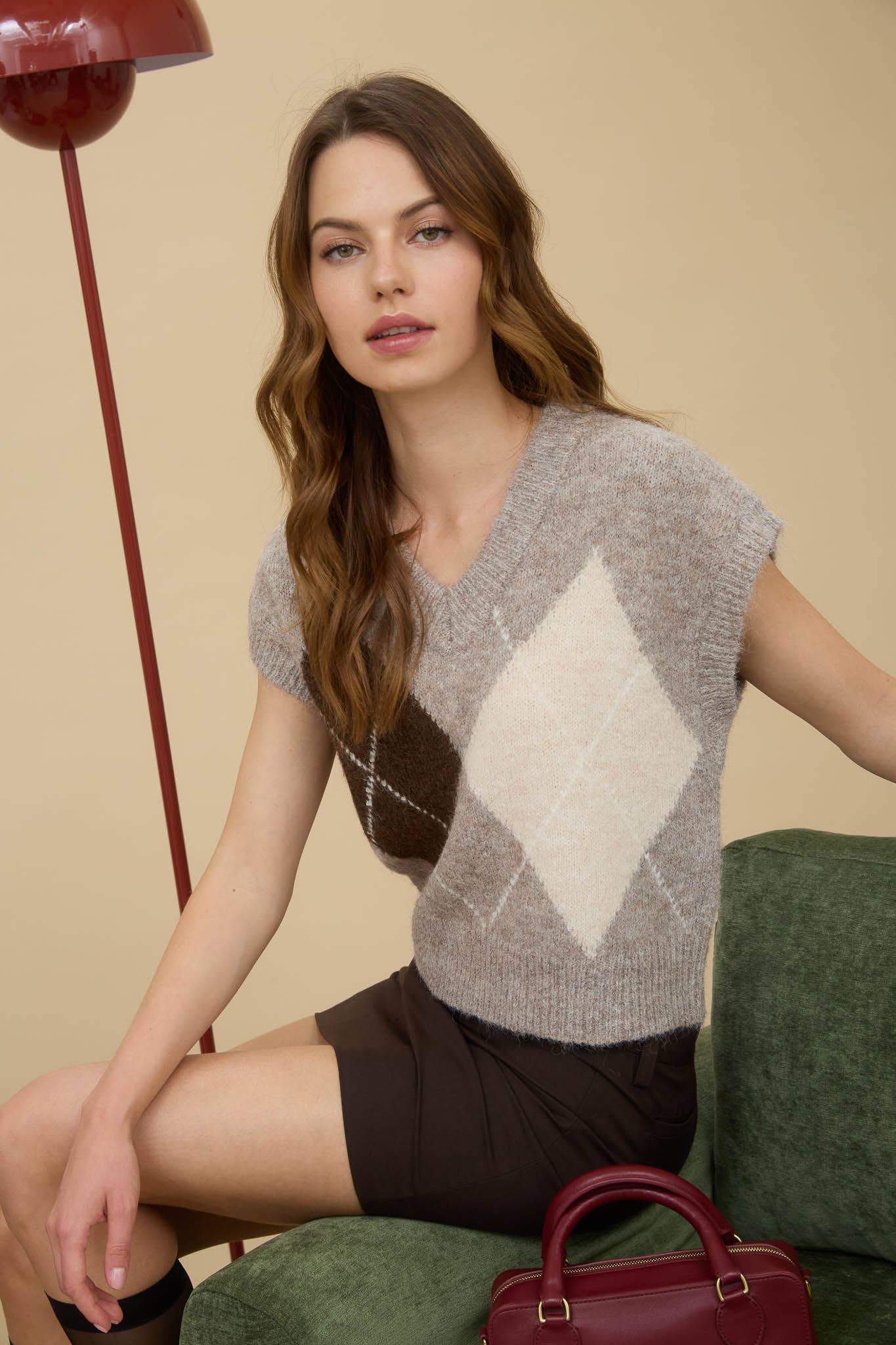 BROWN ARGYLE VEST