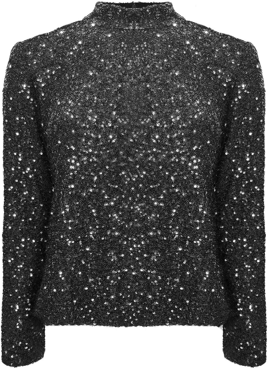 BLACK SEQUIN MOCK NK