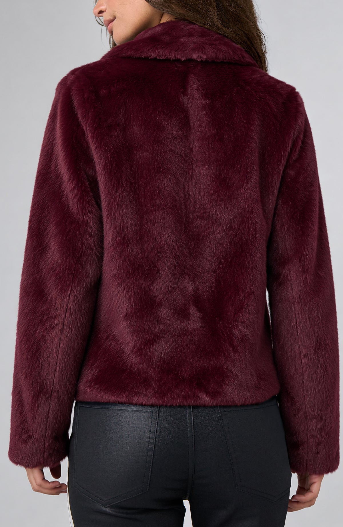 FAUX FUR OXBLOOD JKT
