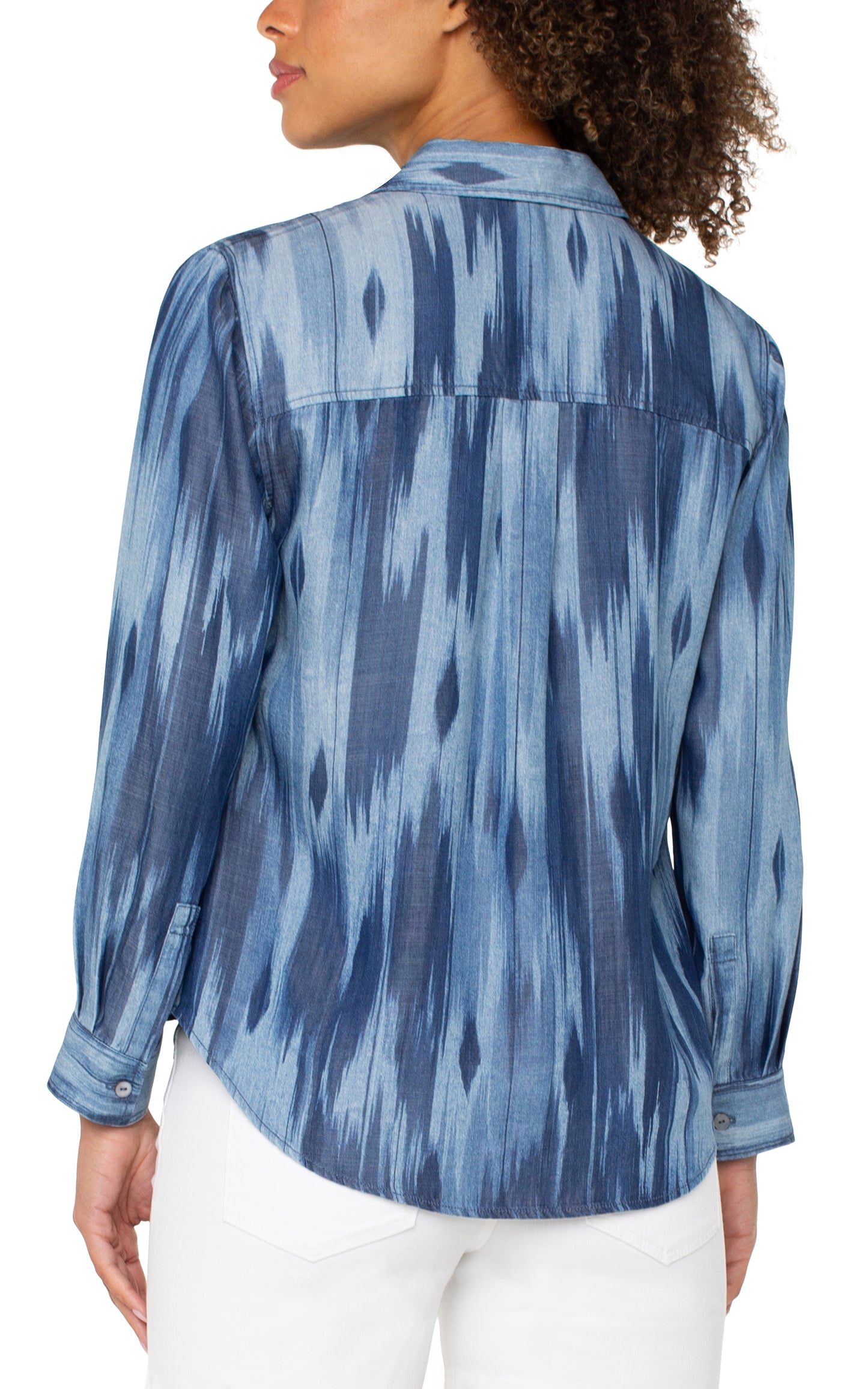 BLUE IKAT LS BLOUSE