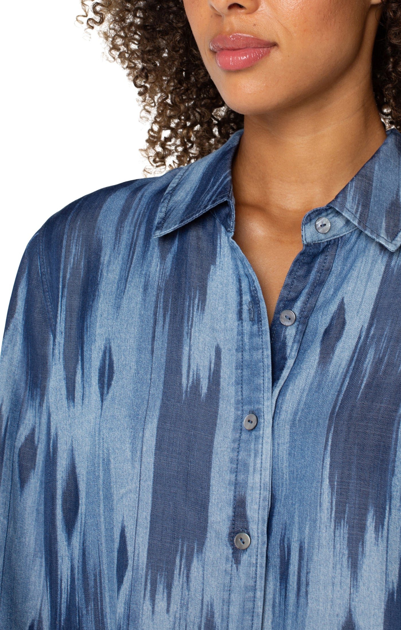 BLUE IKAT LS BLOUSE