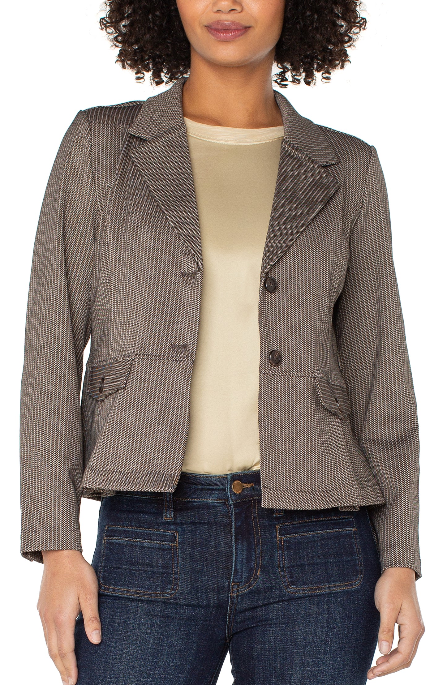 STRIPED PEPLUM JKT
