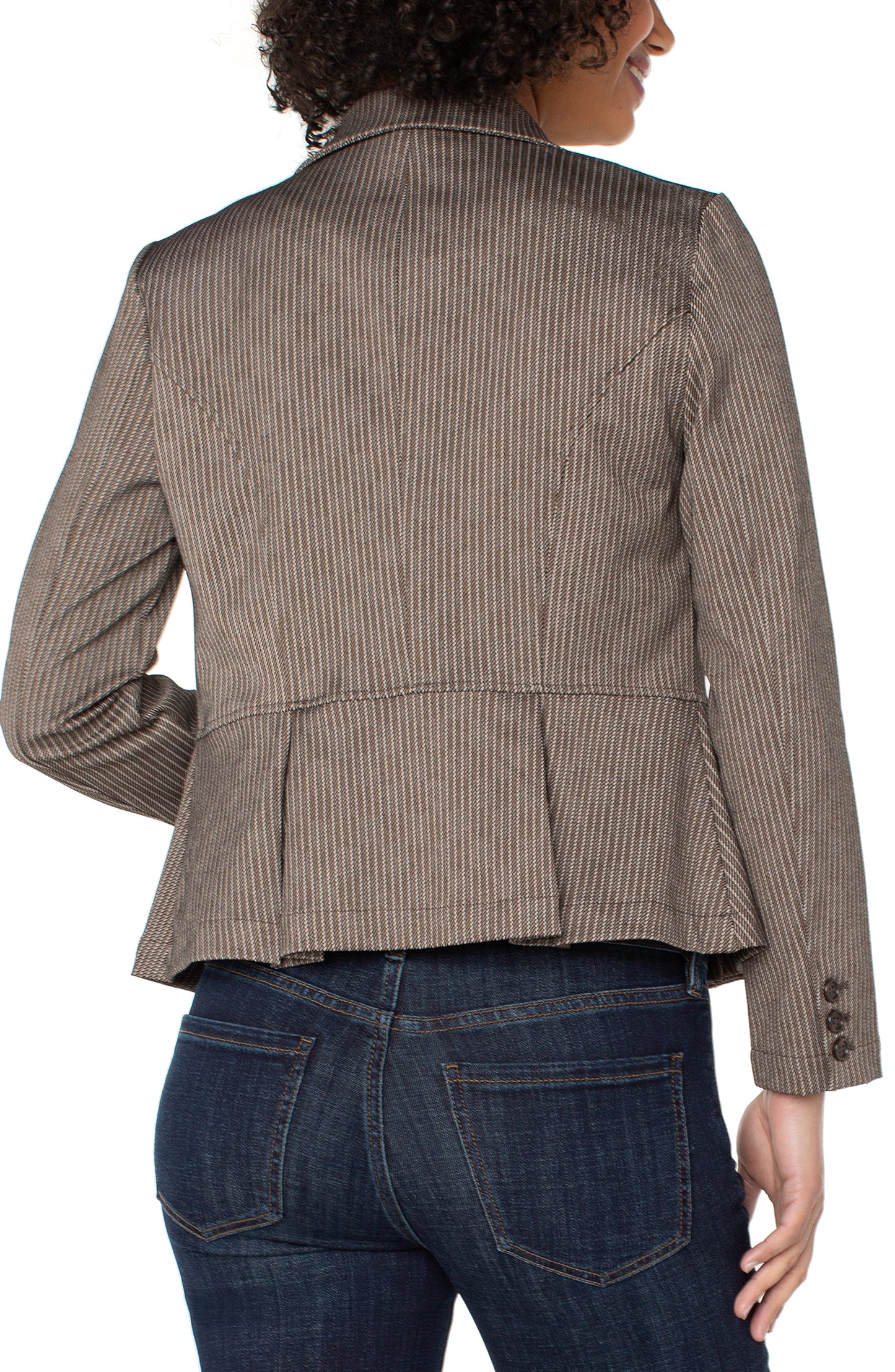 STRIPED PEPLUM JKT