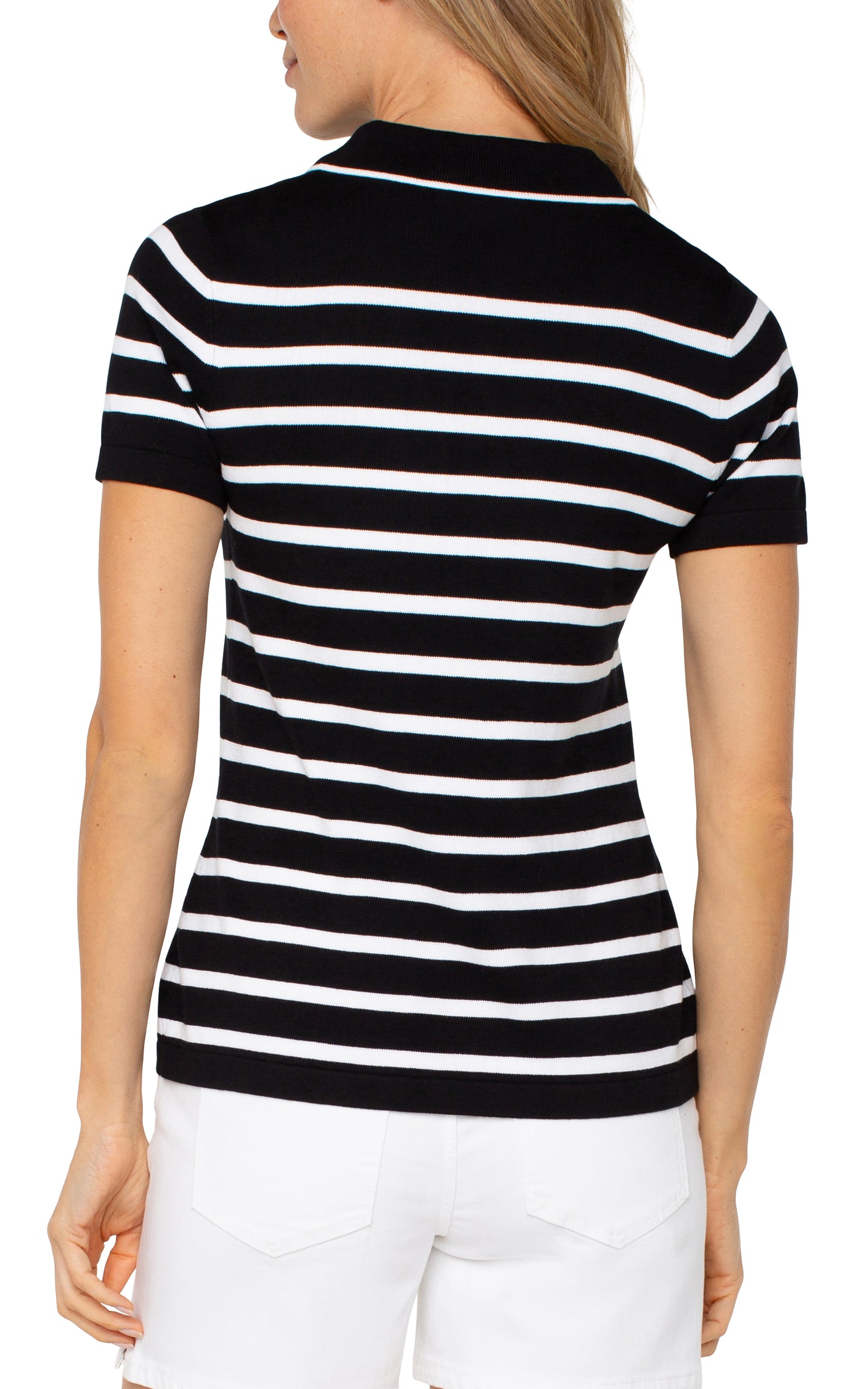 BLK/WHT STRP COLLAR SWTR