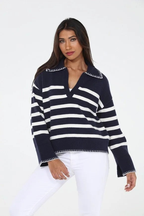 NAVY STRIPE SWEATER