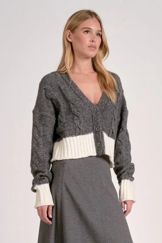 GREY/WHT CARDI
