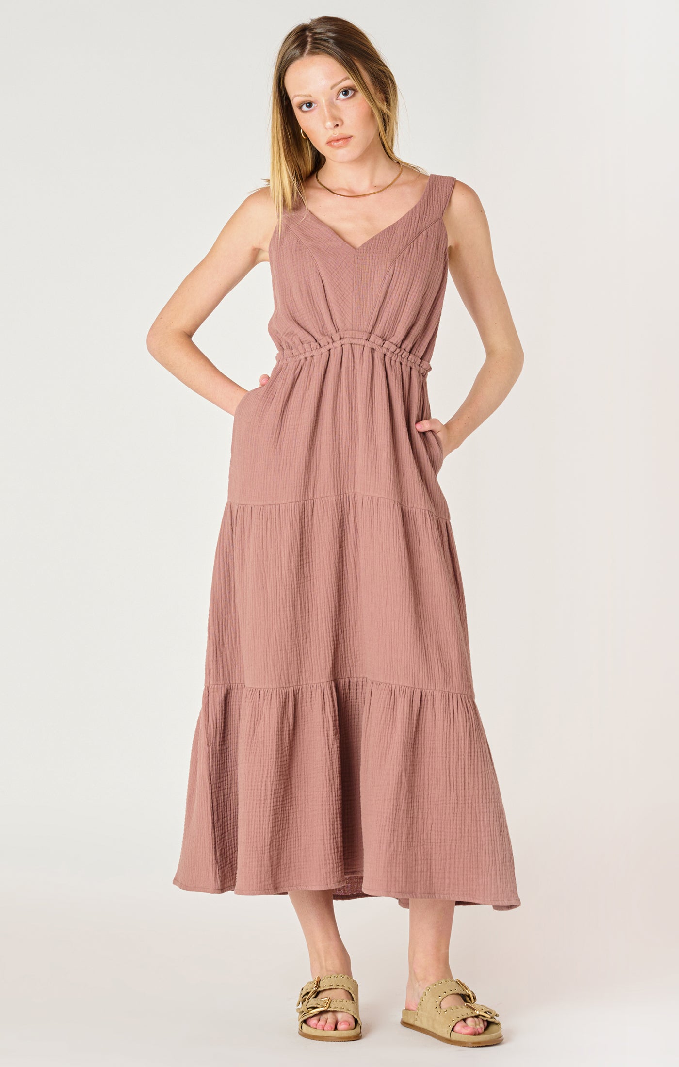 ROSE TAUPE MIDI DRS