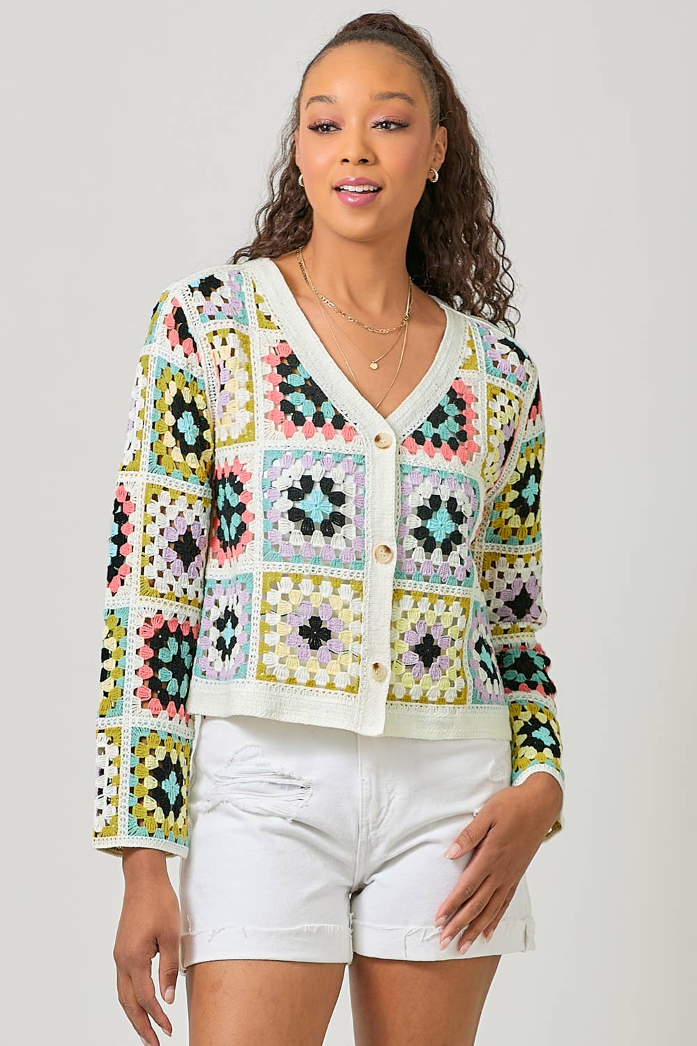PASTEL CROCHET CARDI