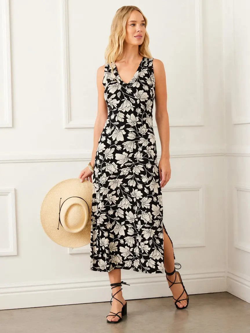 FLOWER PRNT MIDI DRESS