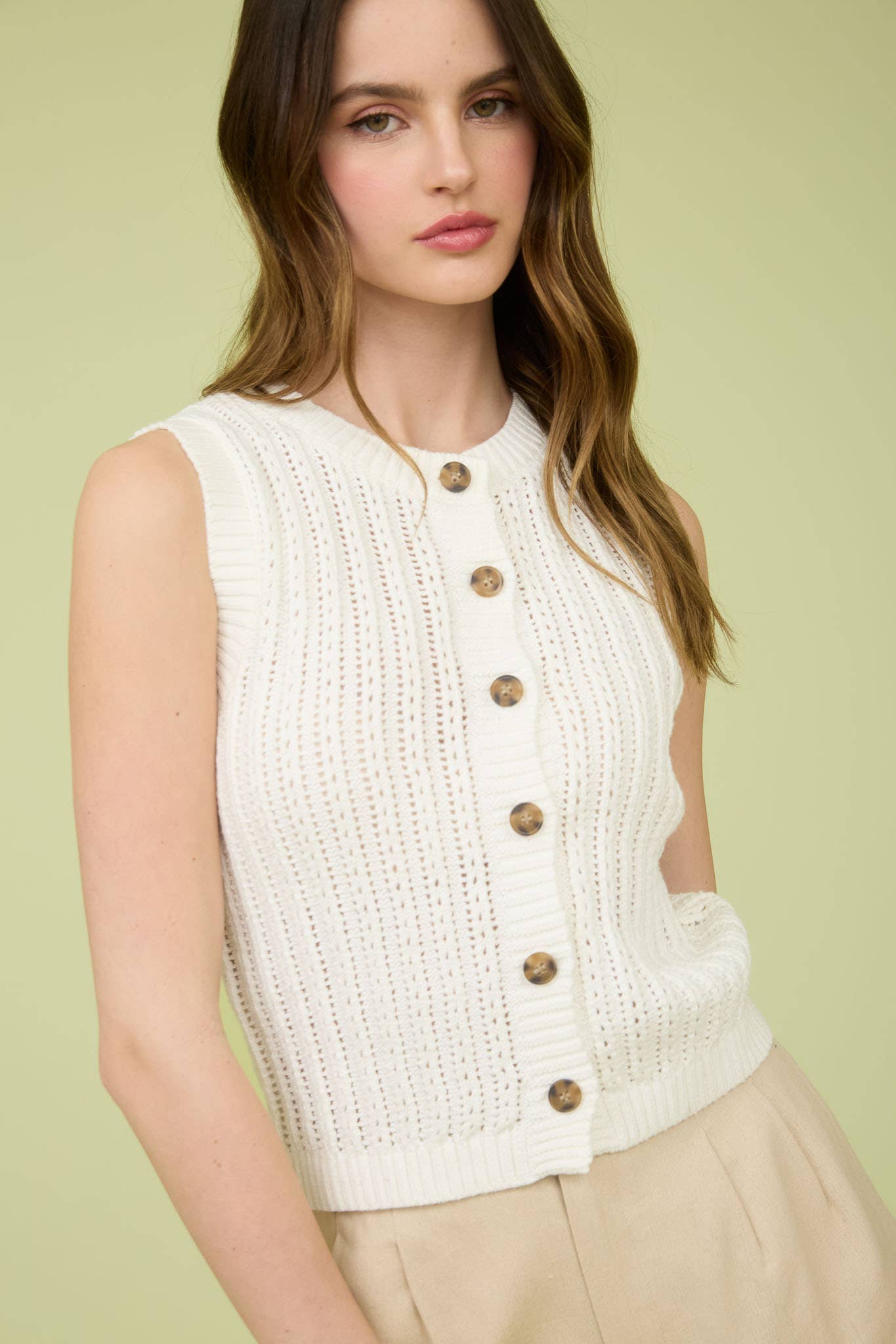 CREAM CREW NK VEST