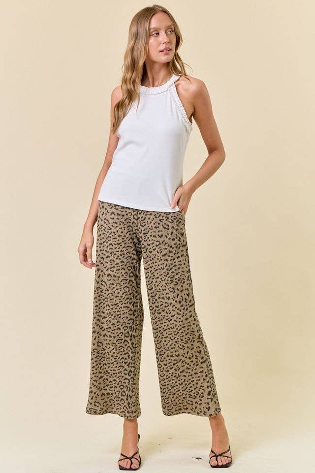 CREAM RIB RUFL TANK