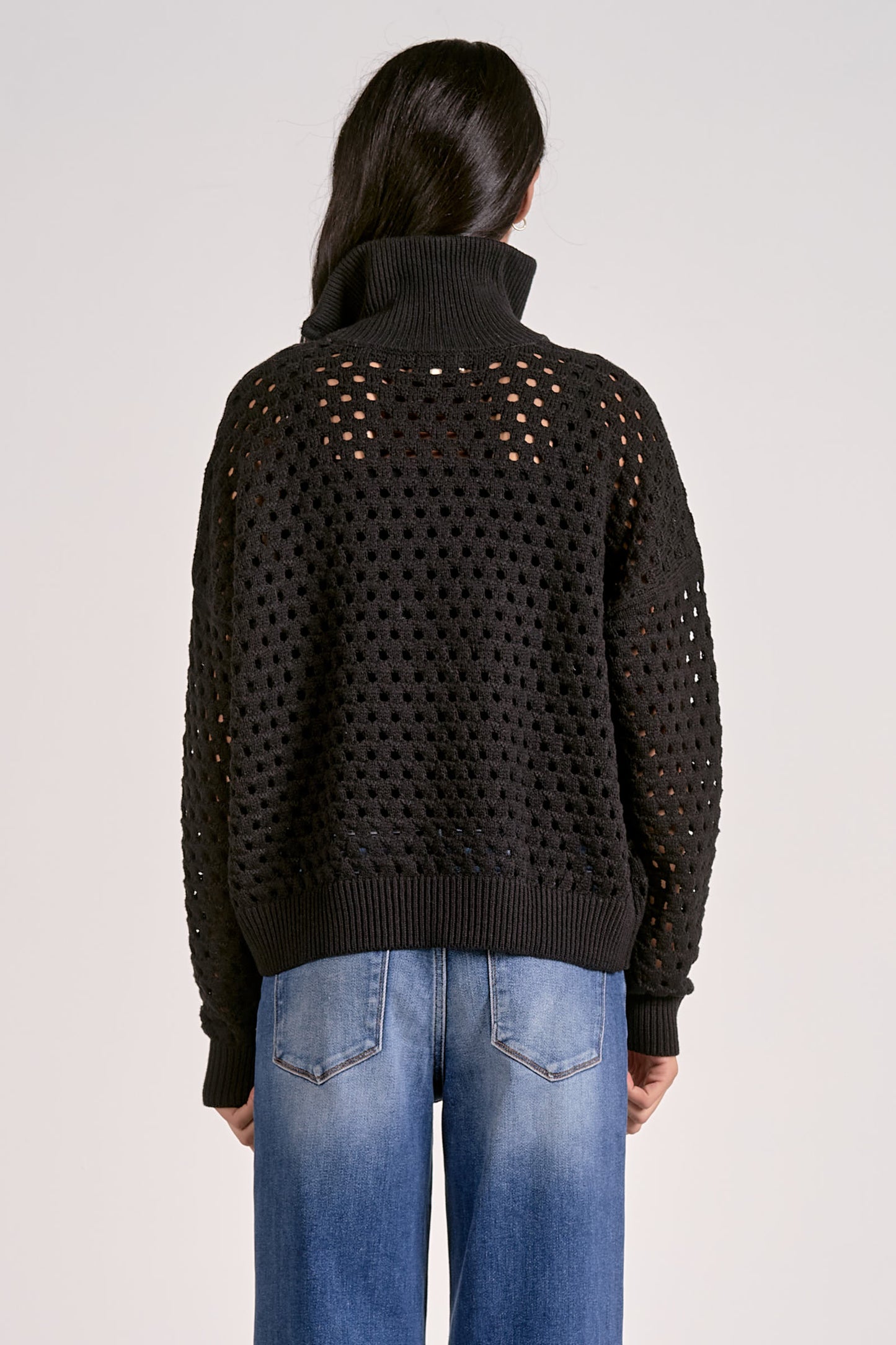 BLK 1/4 ZIP OPEN WV SWTR