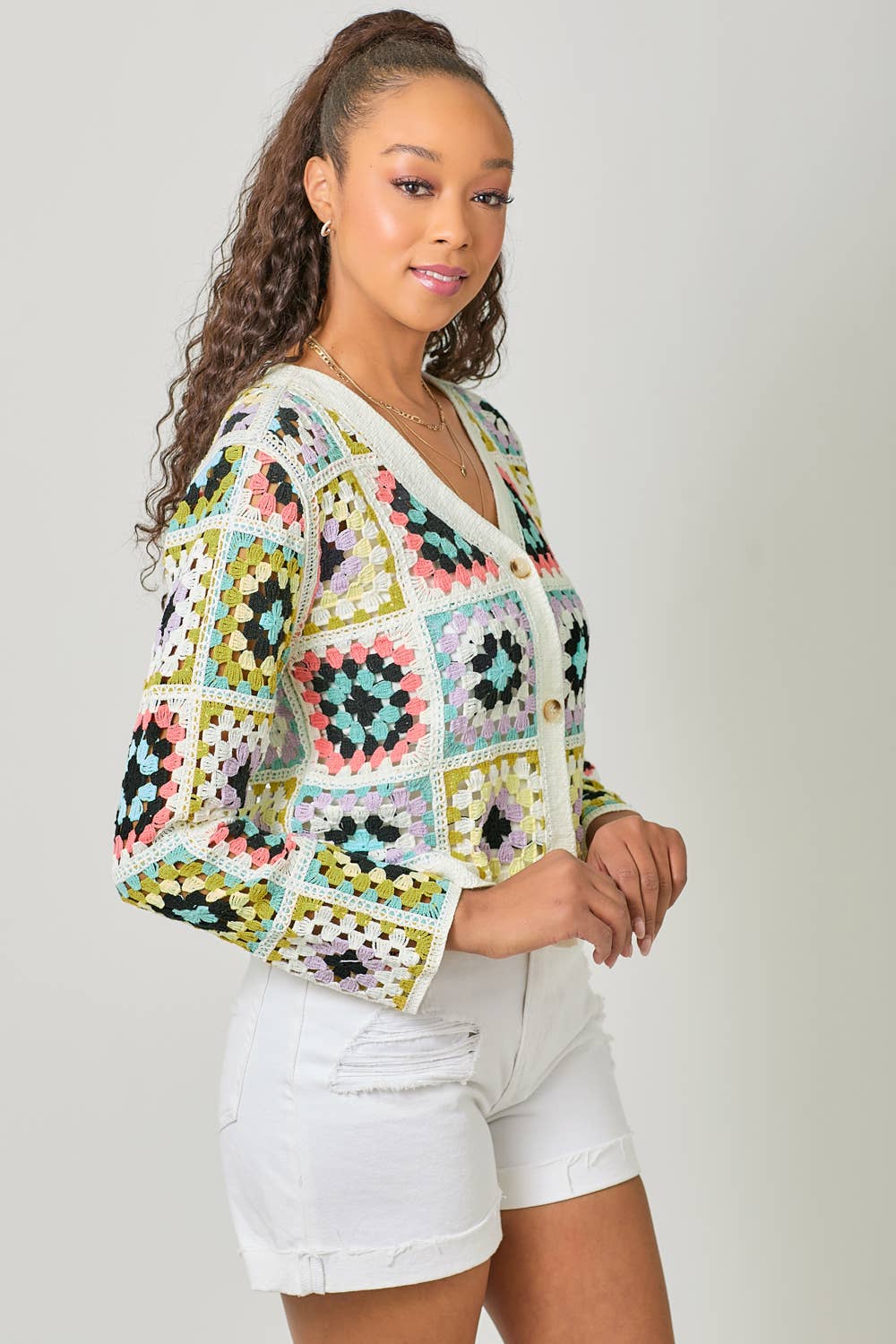 PASTEL CROCHET CARDI