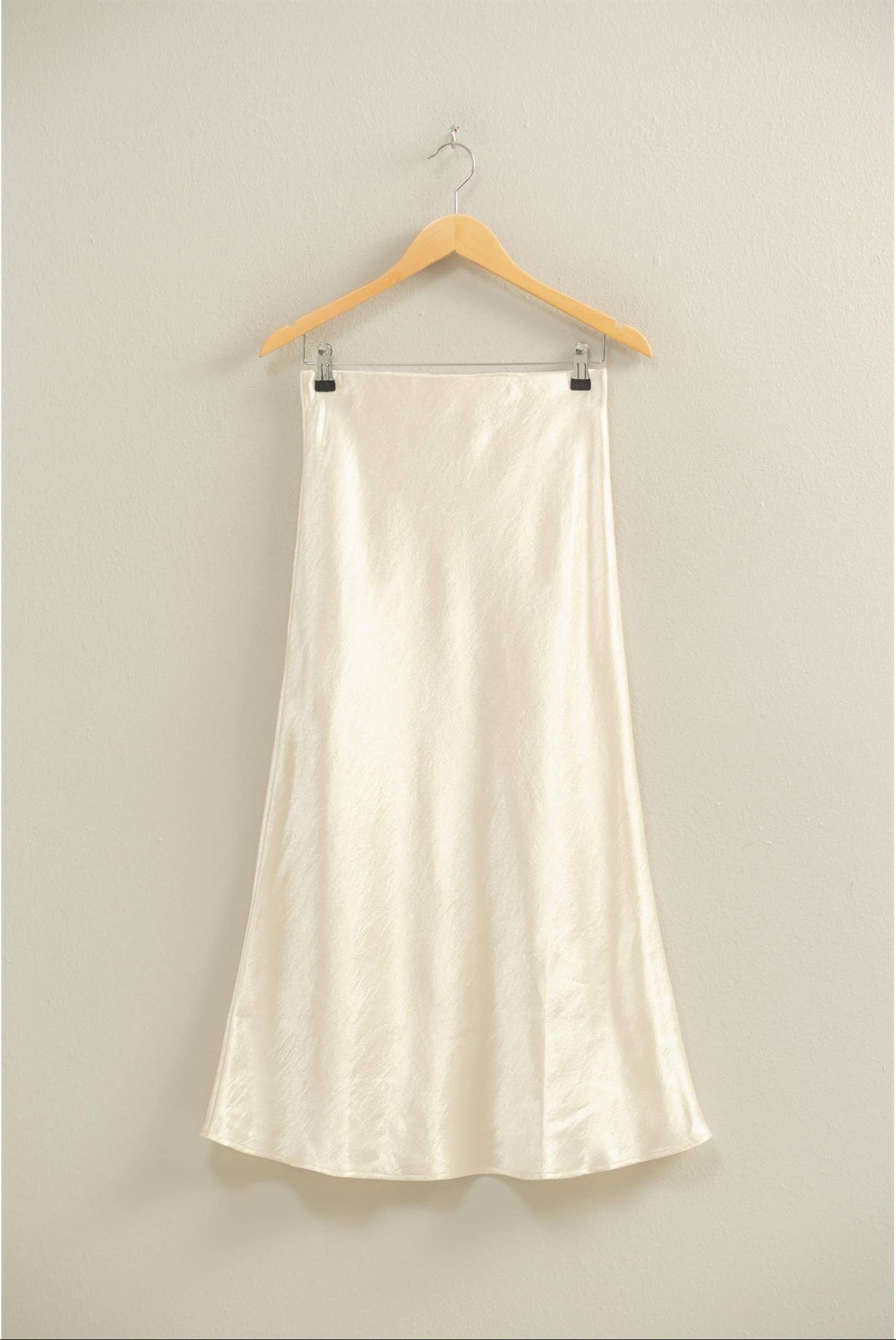 CREAM SATIN MIDI SKIRT