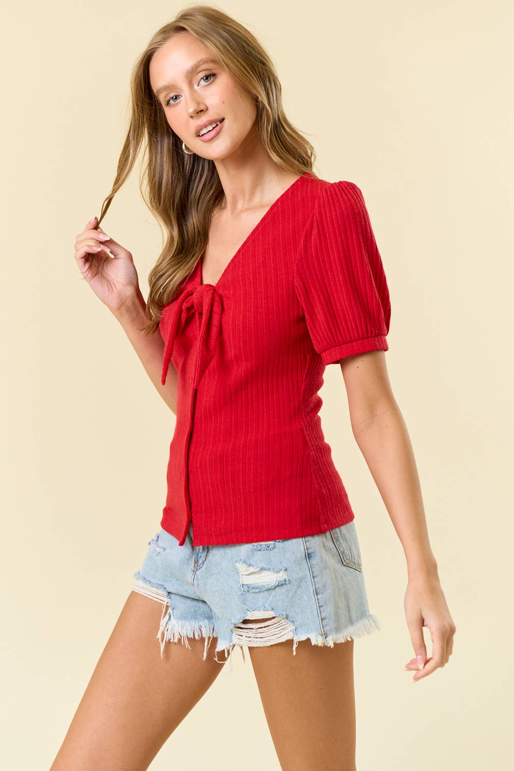 RED TIE FRNT TOP