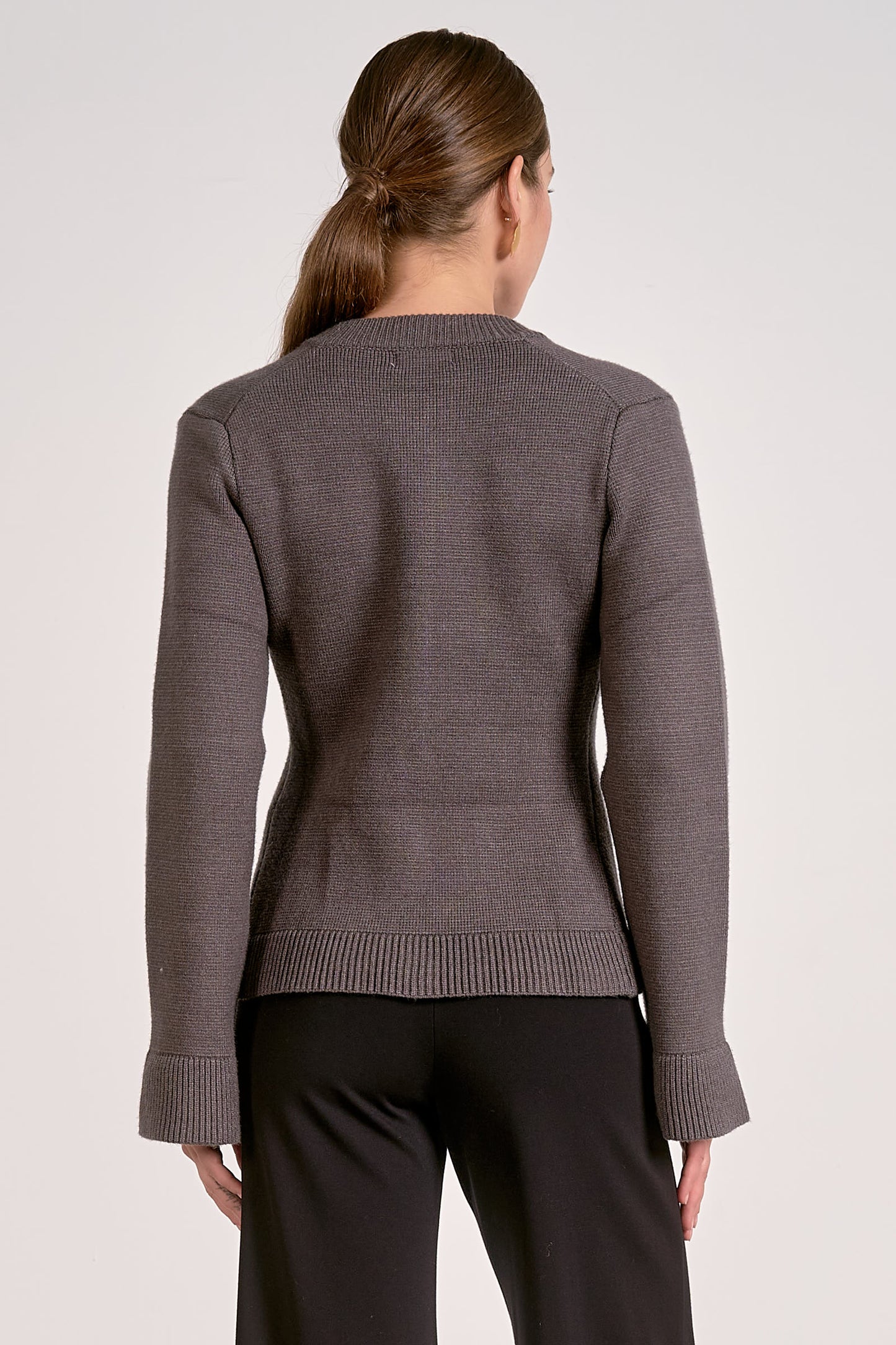 GREY PEPLUM CARDI
