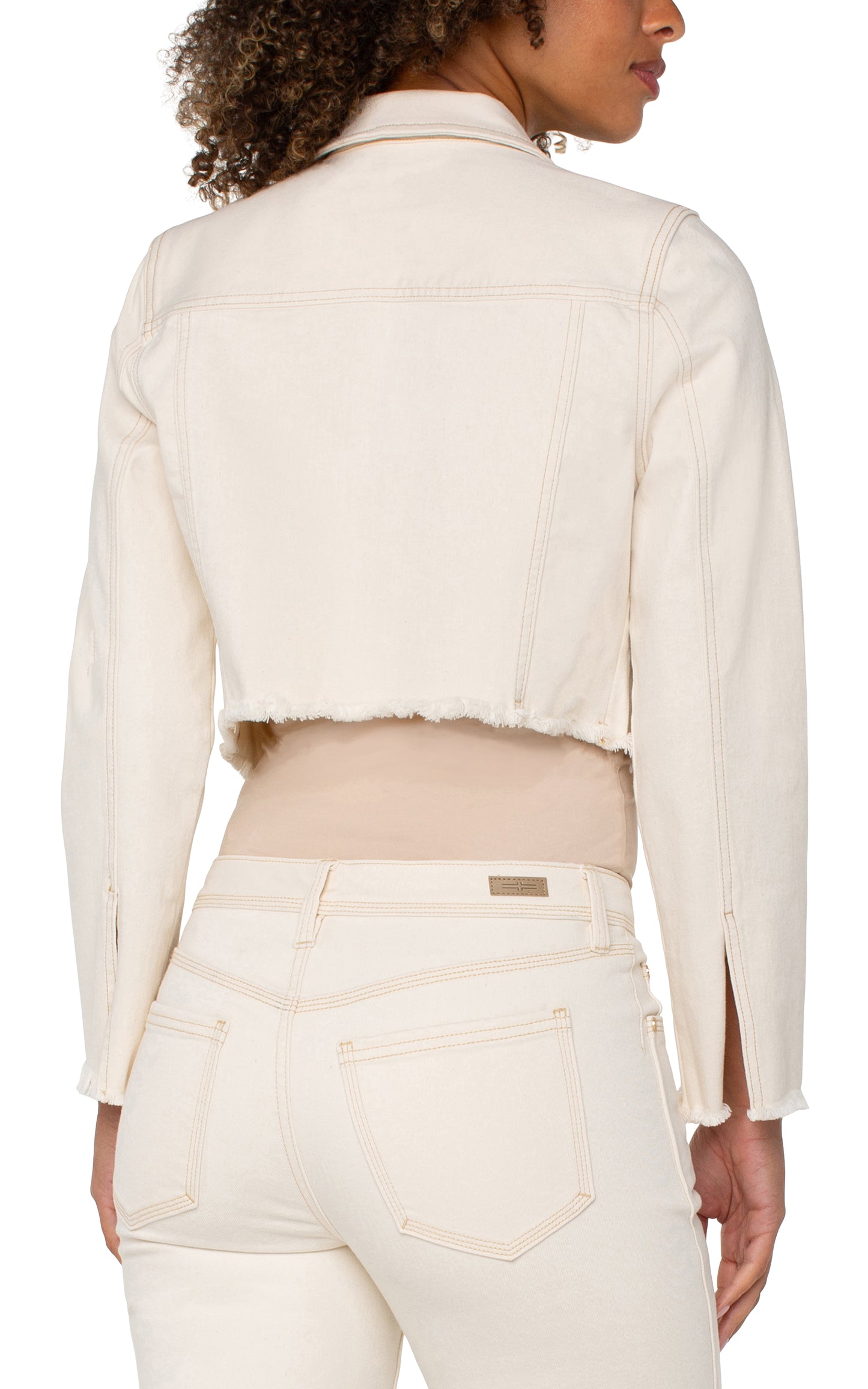 CROP CREAM JKT FRAY HEM