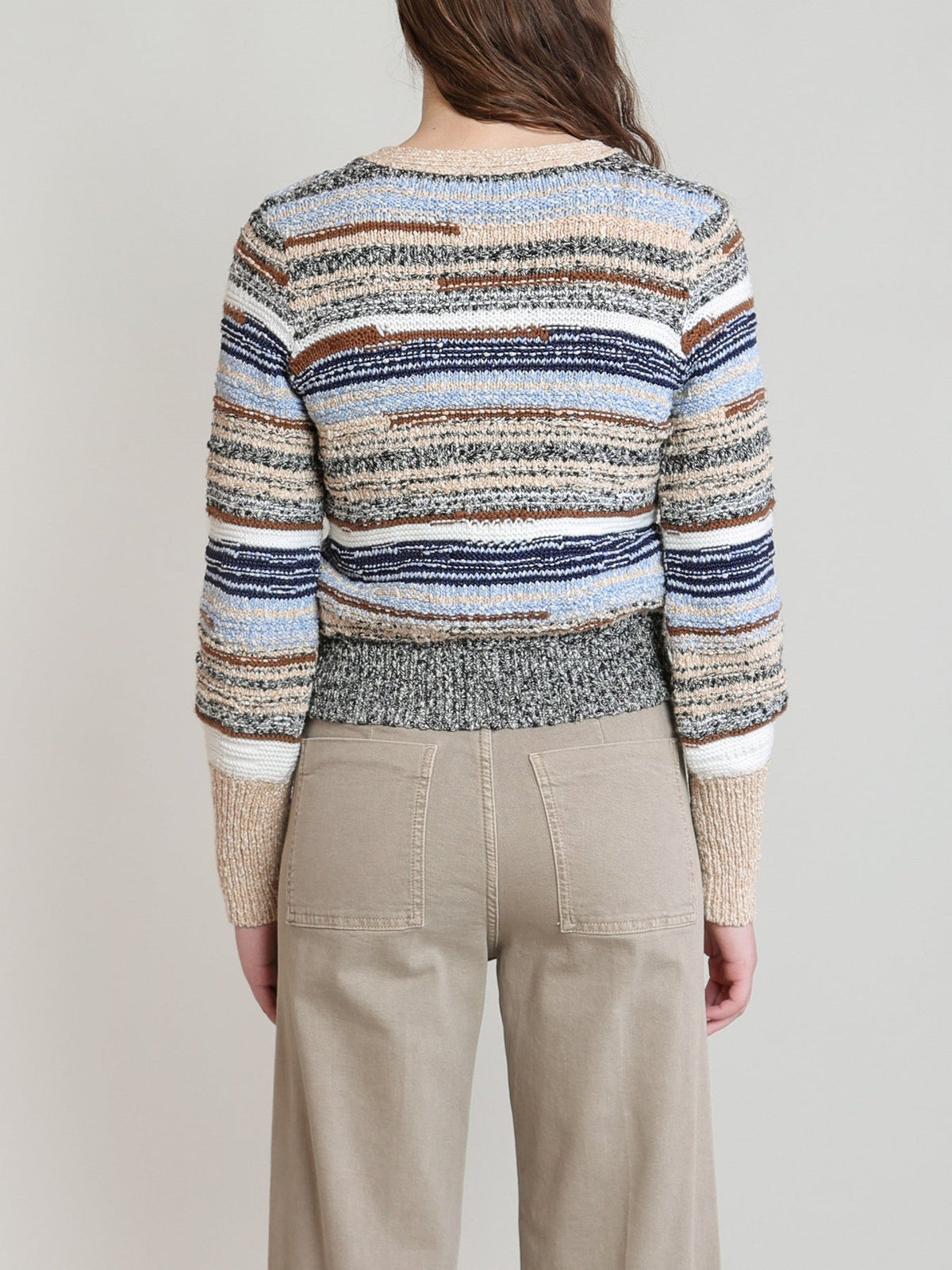 NVY/CRM STRIPE CARDI