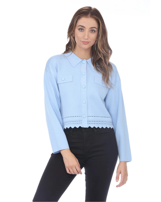 SCALLOP EDGE BLUE CARDI