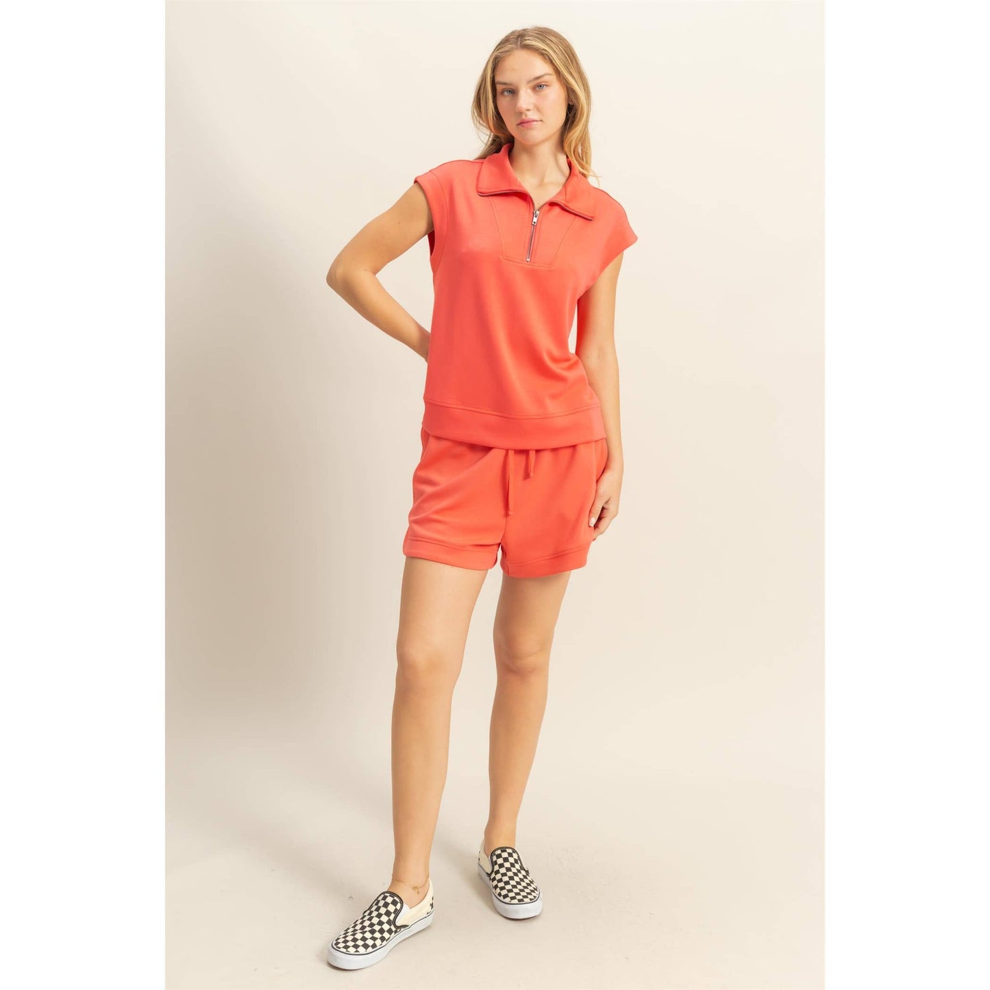 CORAL 1/2 ZIP TOP