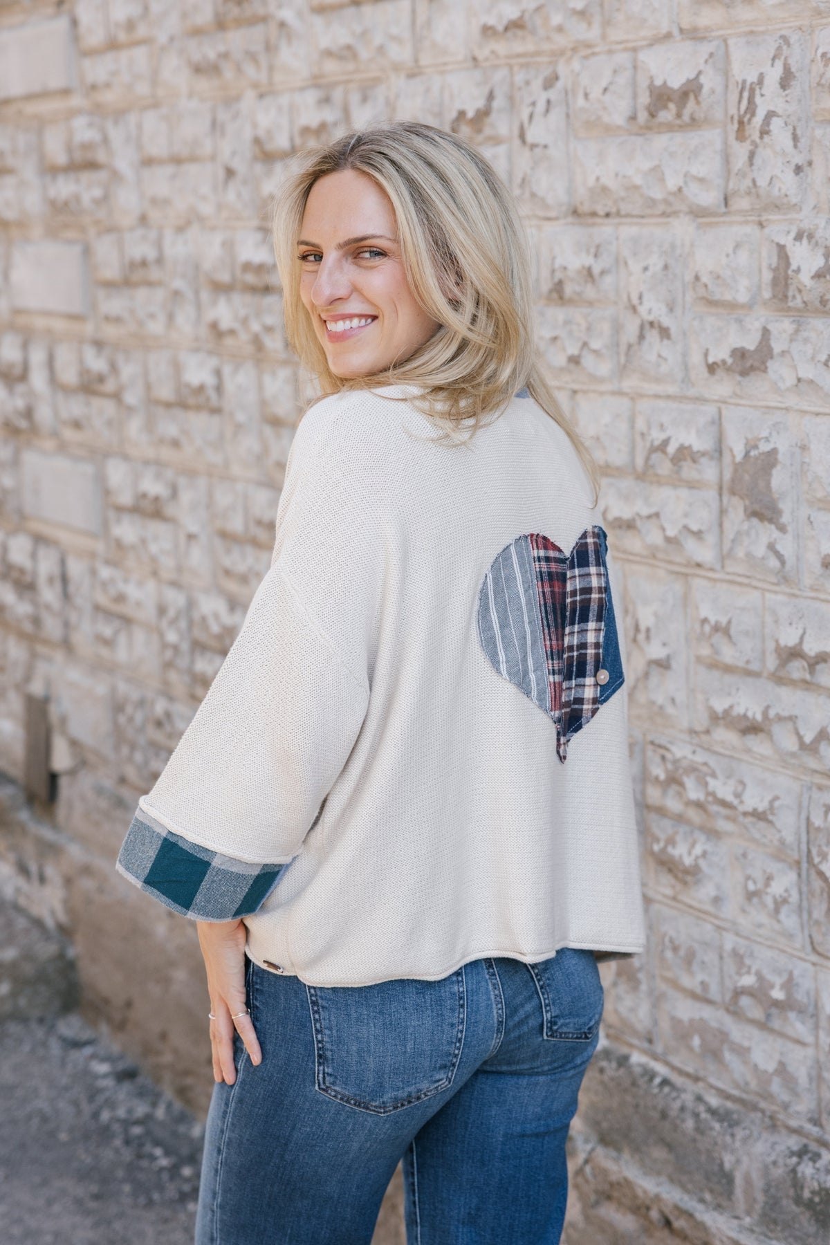 PLAID TRIM IVRY CARDI