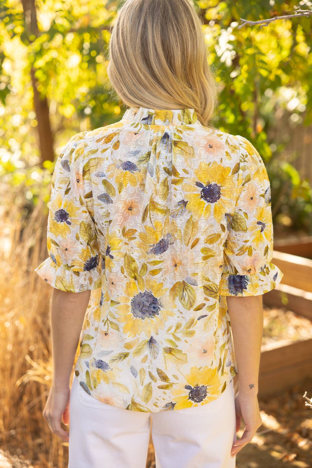 YELLOW FLR EMB TOP