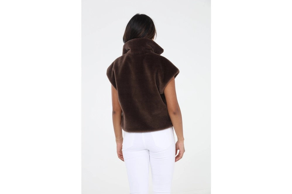BRWN FAUX FUR VEST