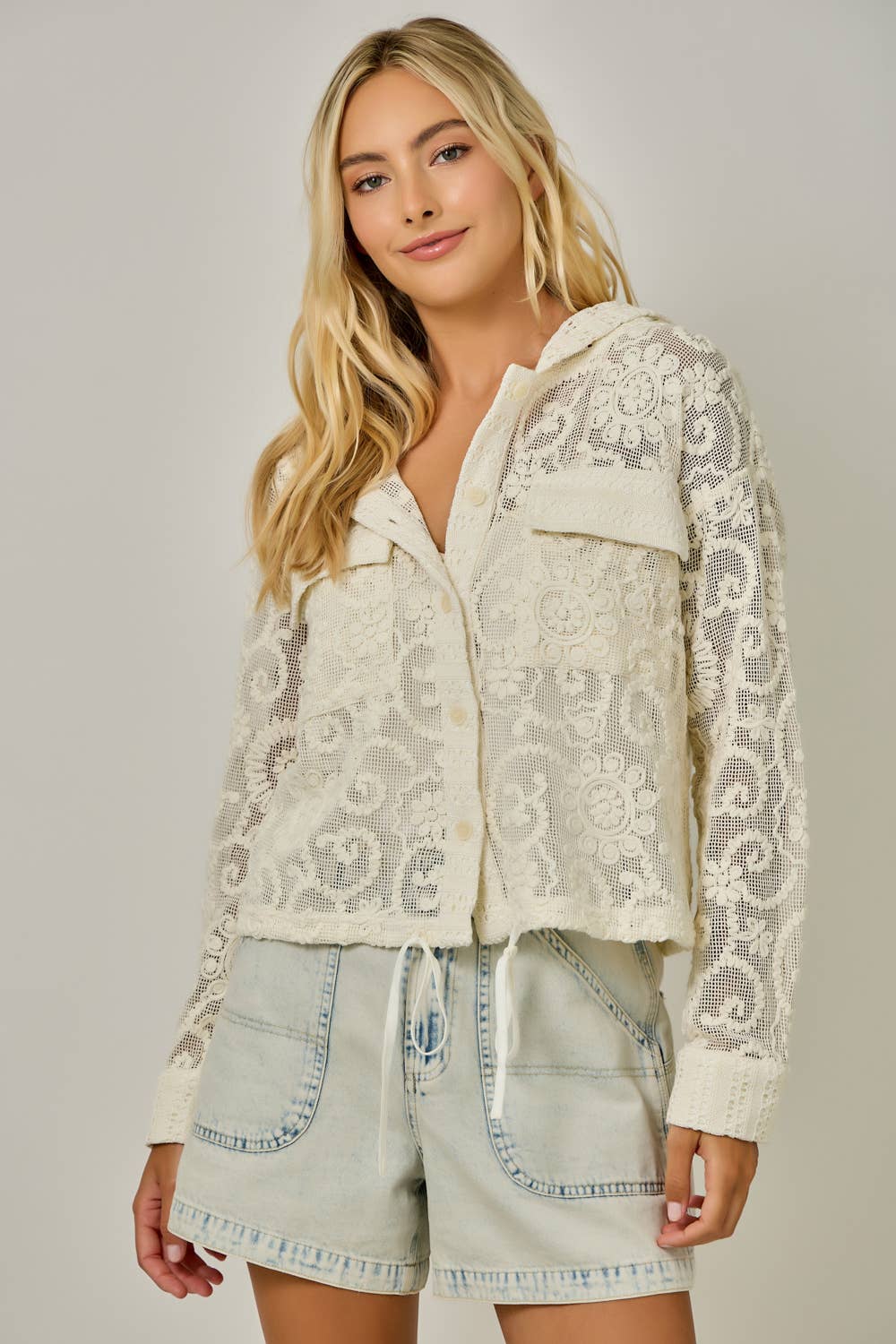 IVORY LACE HOODY