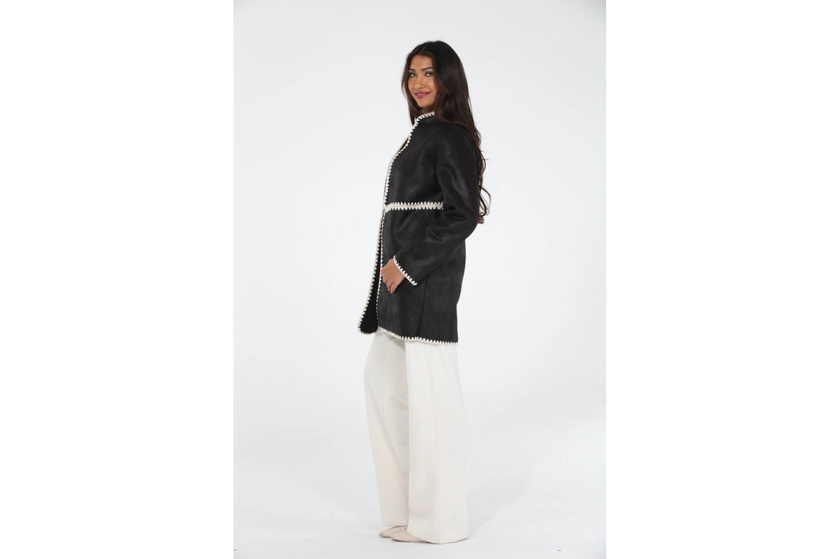 BLK WHP STCH COAT