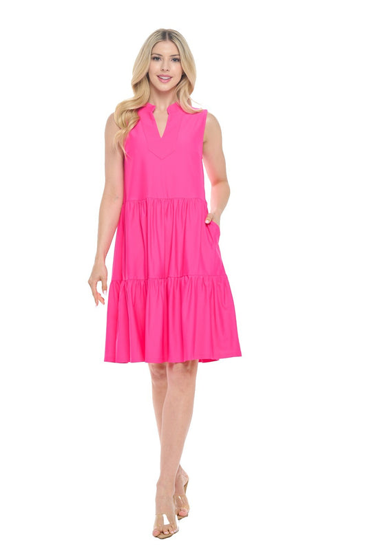 HOT PINK TIERED DRESS