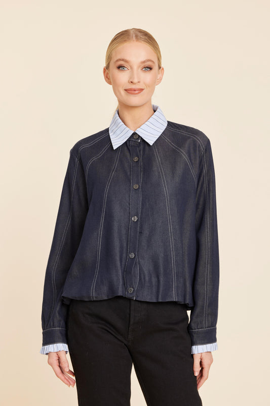 PINSTRIPE COLLAR JKT