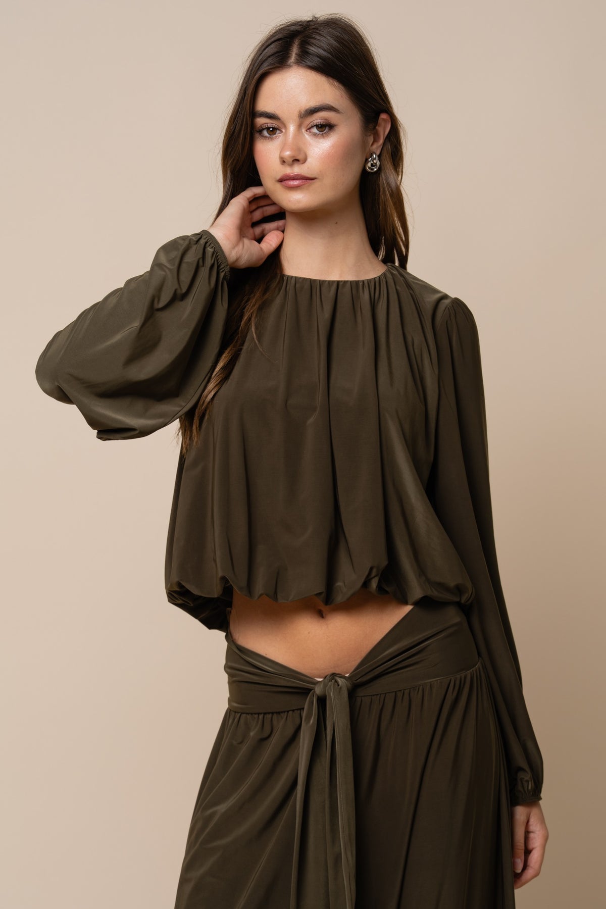 OLIVE BUBL HM TOP