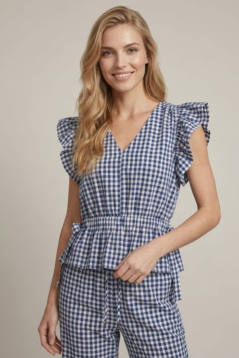 BROWN GINGHM TOP