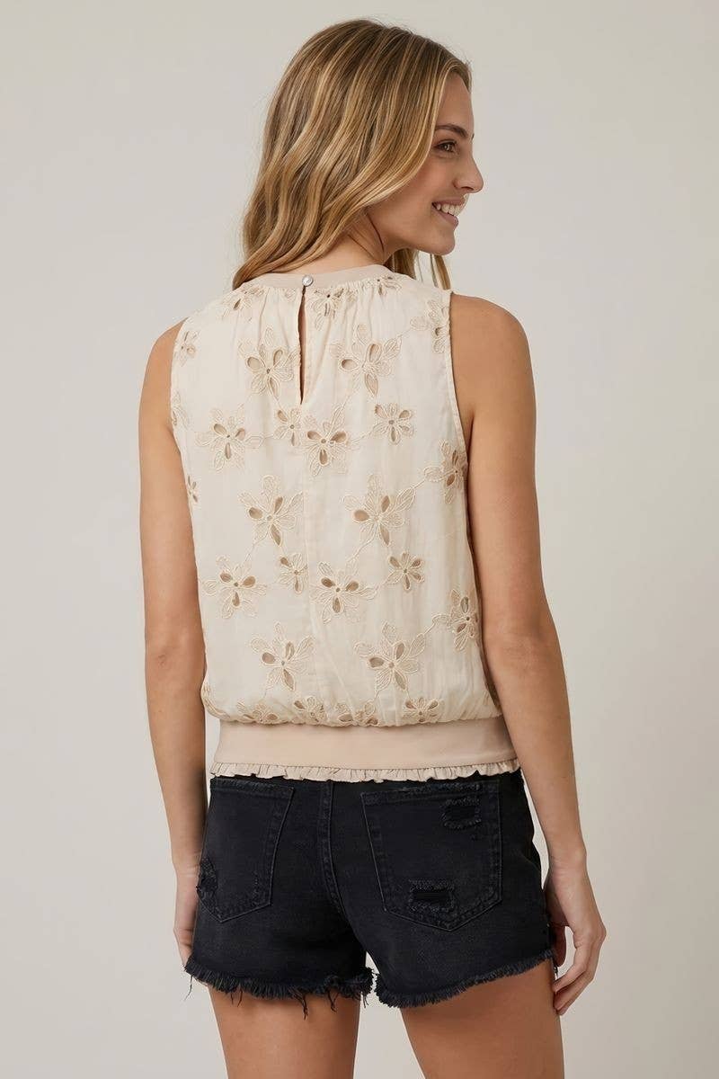 CREAM FLRL TANK
