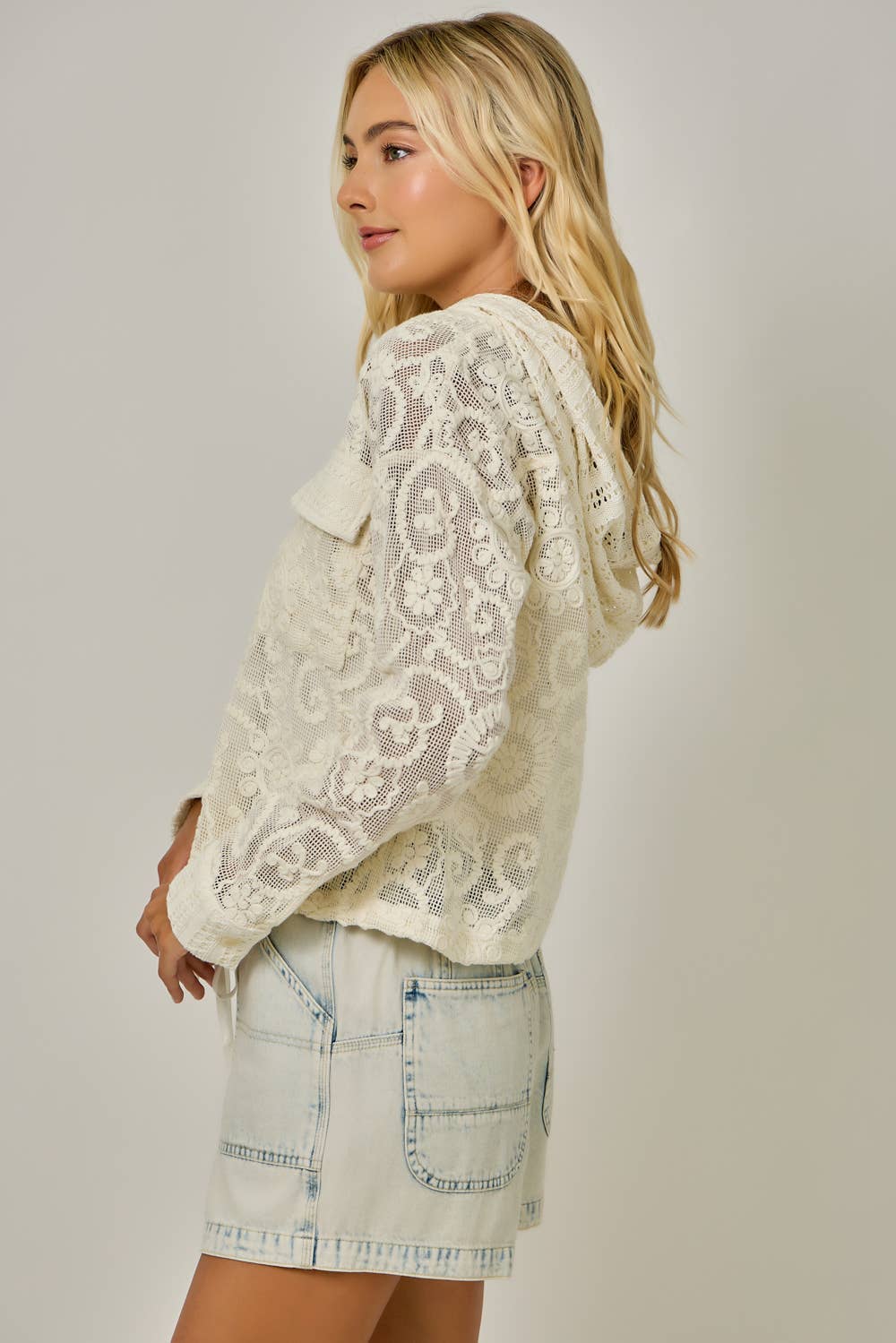 IVORY LACE HOODY