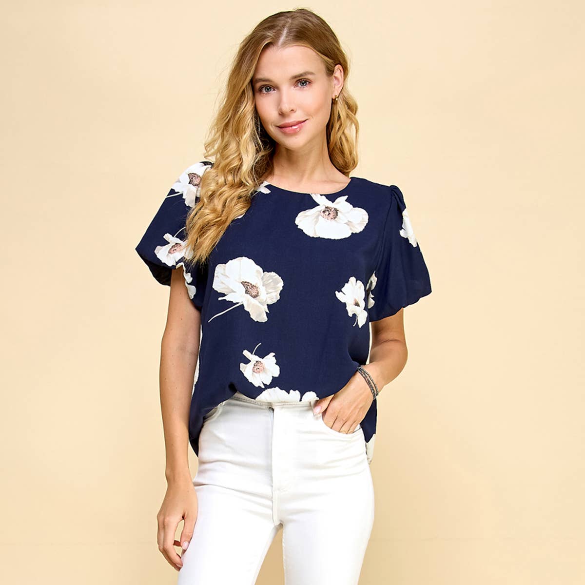 NAVY FLORAL SS BLS