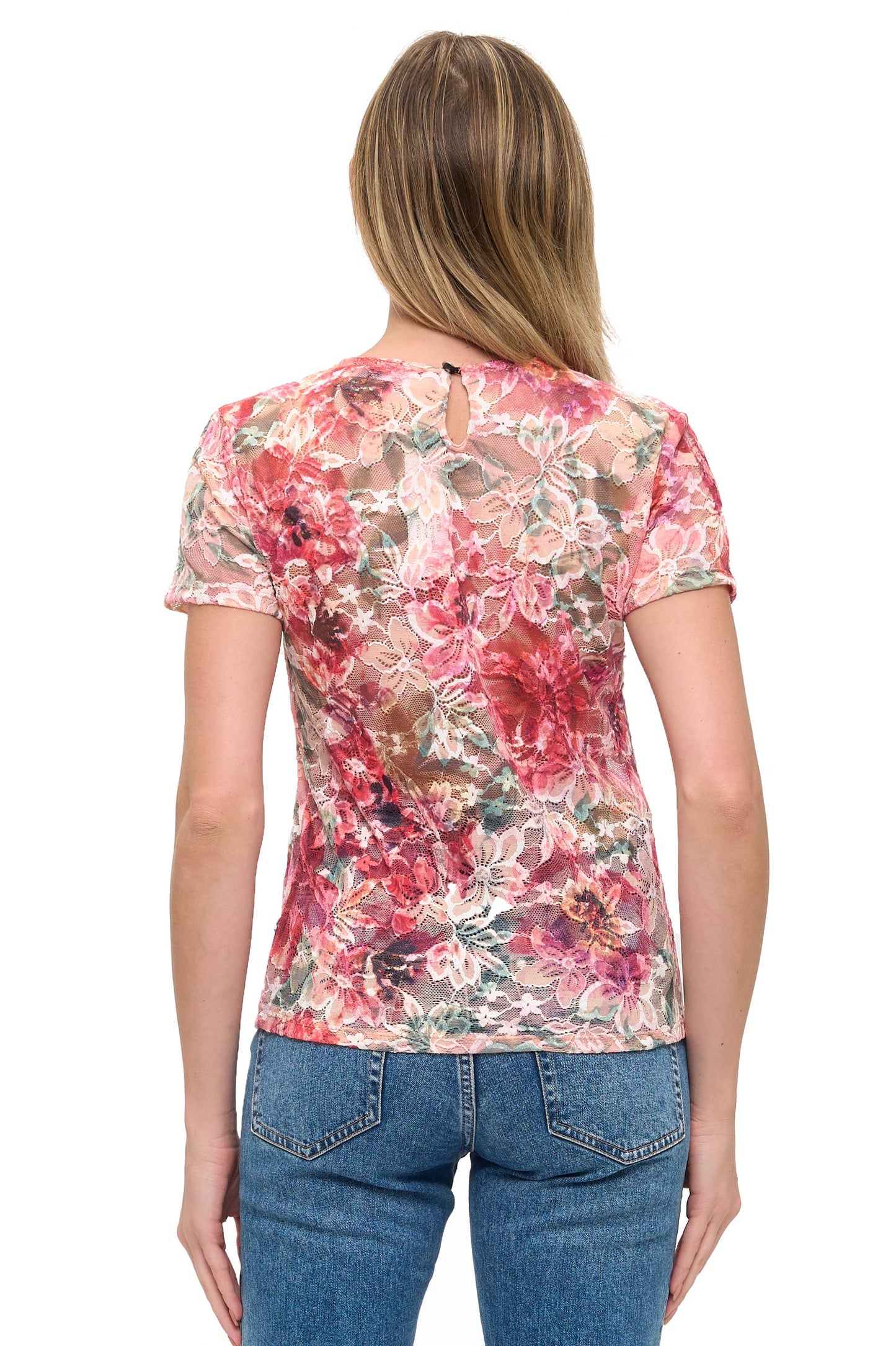 PINK MLTI LACE SS