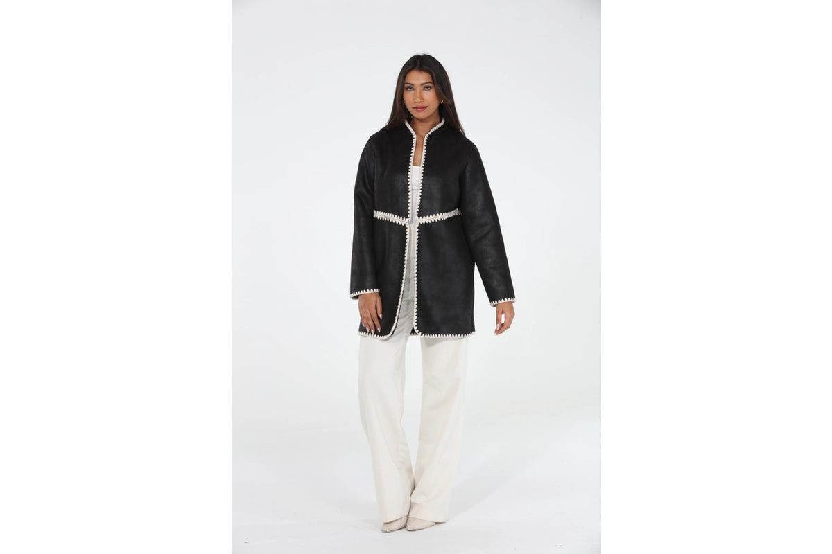 BLK WHP STCH COAT