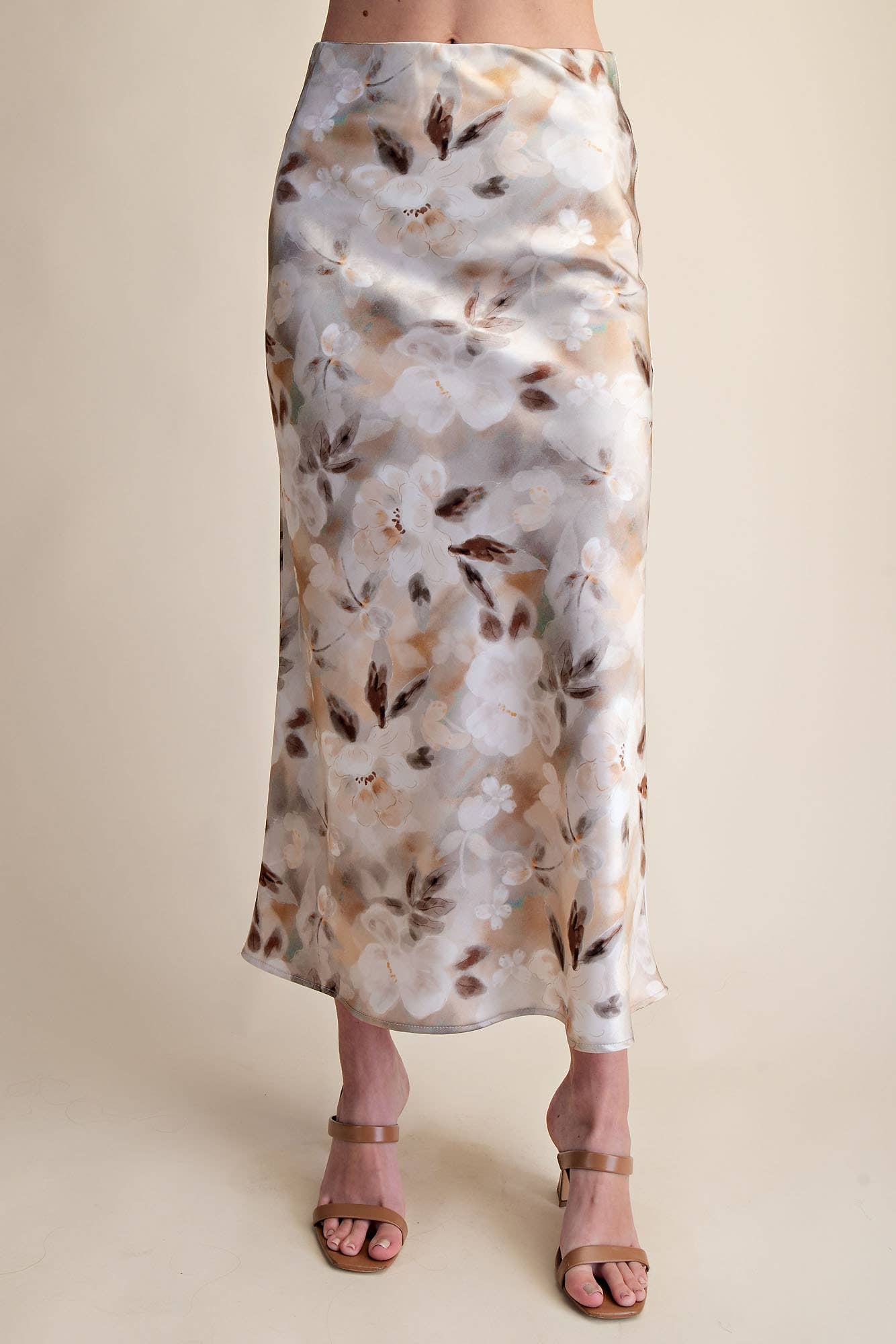TAUPE FLRL SKIRT