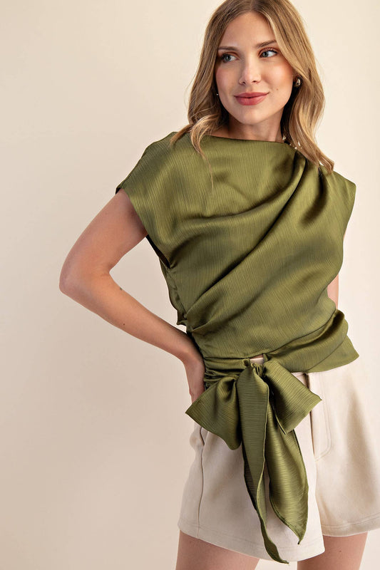 OLIVE WAIST TIE BLS