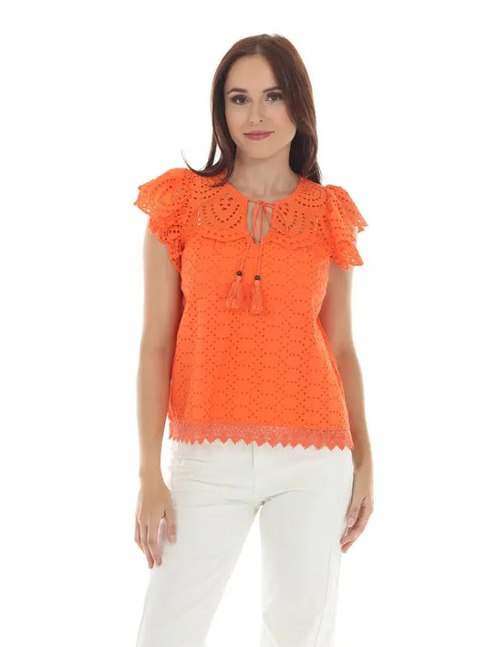 ORANGE LACE TOP