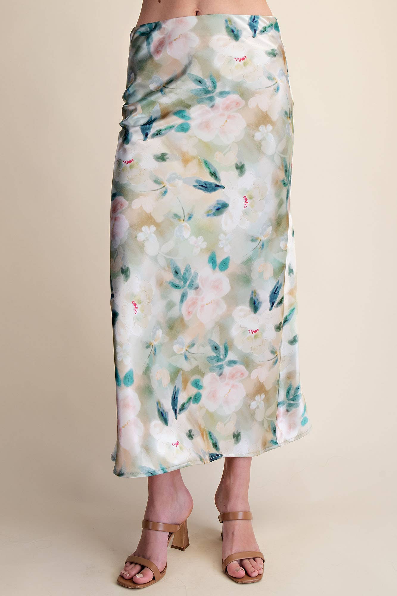 TAUPE FLRL SKIRT